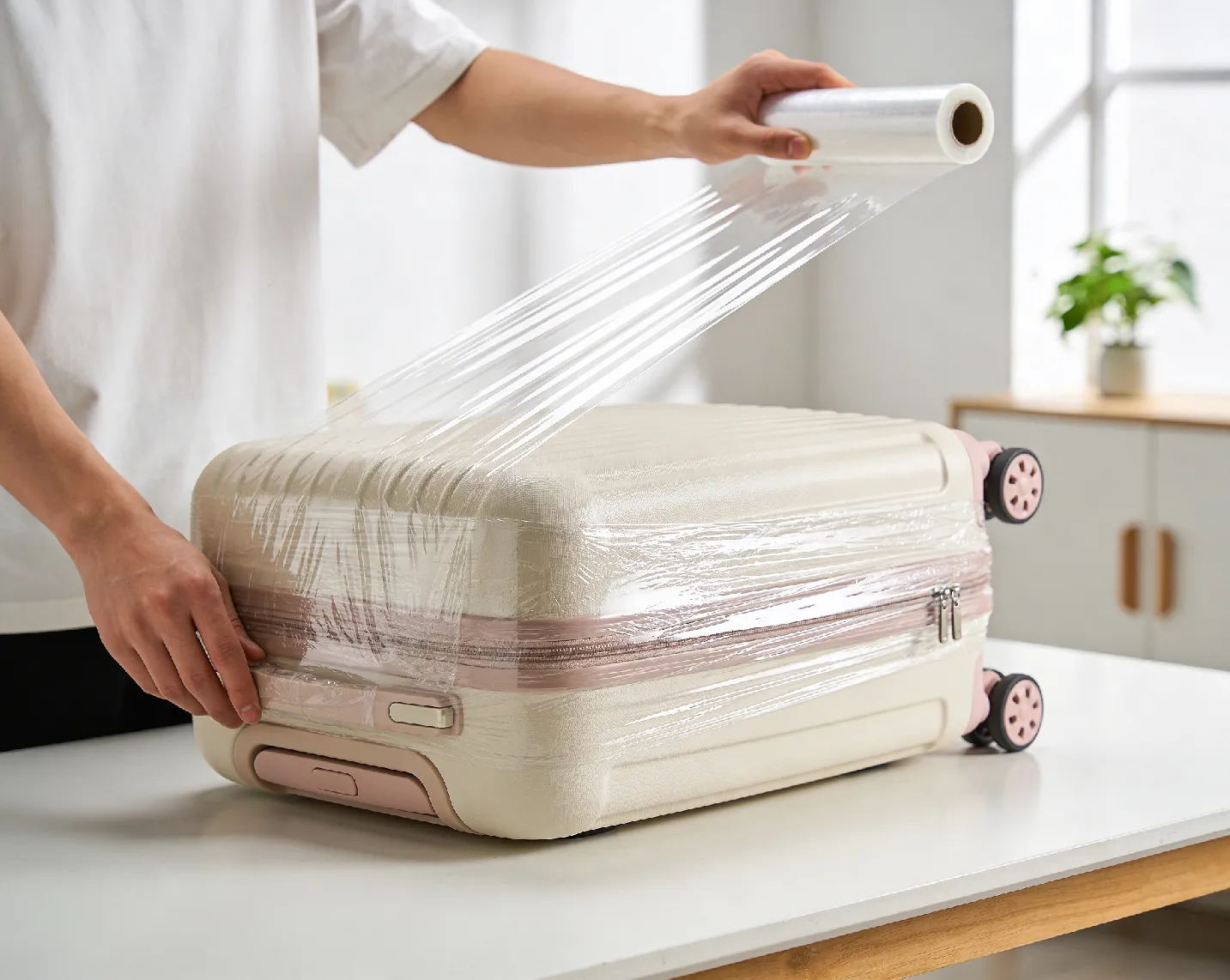 stretchowanie walizki w domu