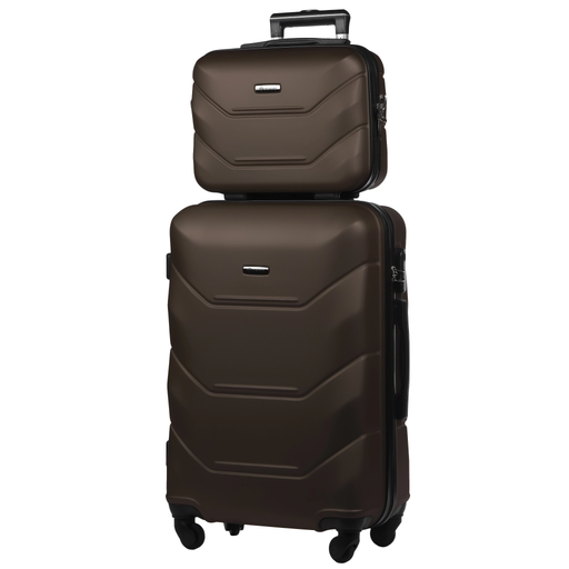 Zestaw Walizka Średnia + Kuferek z ABS-u (M+BC) Kawowy