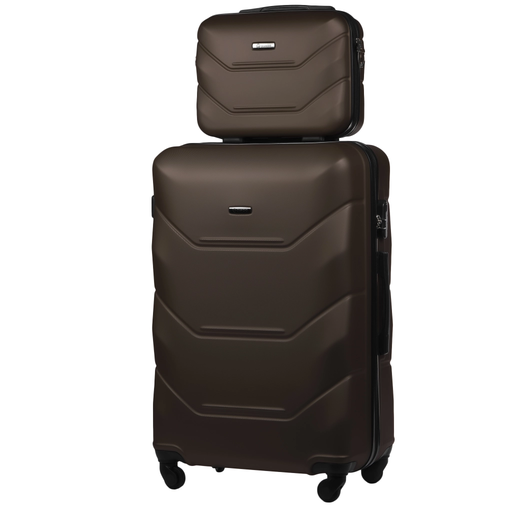 Zestaw Walizka Duża + Kuferek z ABS-u (XL+BC) Kawowy