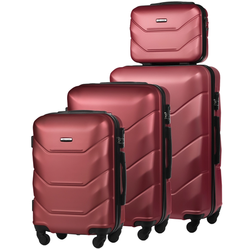 Zestaw 4 Twardych Walizek z ABS-u Burgundowy