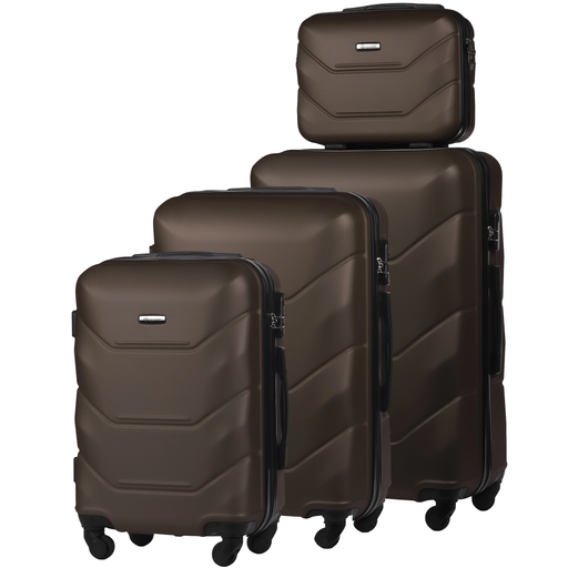 Zestaw 4 Twardych Walizek z ABS-u Kawowy