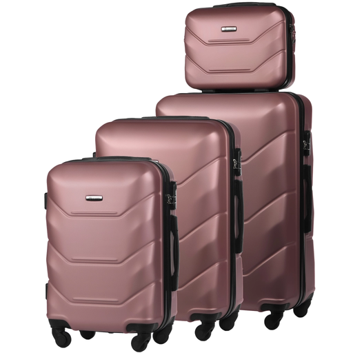 Zestaw 4 Twardych Walizek z ABS-u Różowe Złoto