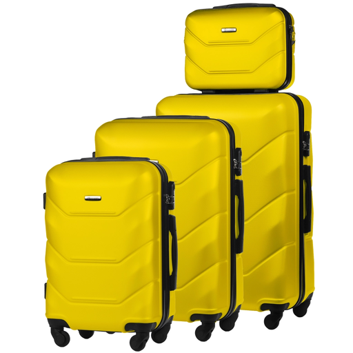Zestaw 4 Twardych Walizek z ABS-u Żółty