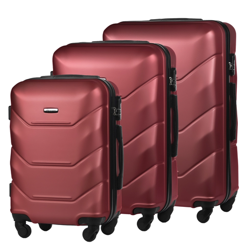 Zestaw 3 Twardych Walizek z ABS-u Burgundowy