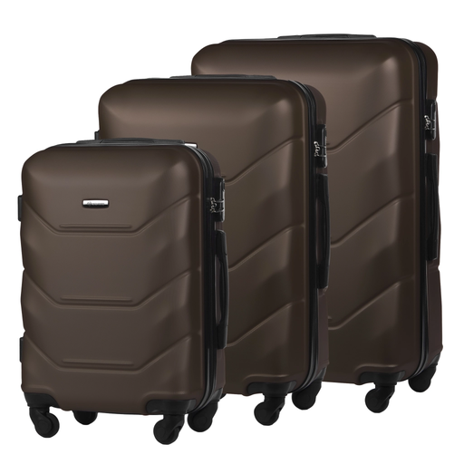 Zestaw 3 Twardych Walizek z ABS-u Kawowy