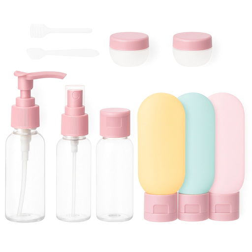 Zestaw Pojemników Na Kosmetyki Do Samolotu Jasnoróżowy