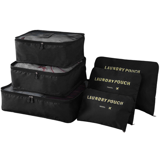 Zestaw Organizerów Podróżnych 6 szt. Czarny czarny