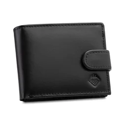 Portfel Męski Skórzany Zamykany Na Zatrzask Czarny